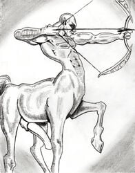 animal_genitalia animal_penis archer big_penis centaur equine equine_taur erection fmonkey horse male_only mammal monochrome muscular penis sagittarius solo solo_male taur thick_penis traditional_media_(artwork) warrior