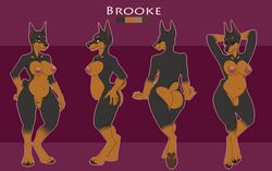 2017 anthro ass breasts canine canine doberman female front_view invalid_tag mammal model_sheet navel nipples nude pose pregoo pussy slightly_chubby smile solo