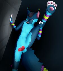 2017 animate_inanimate anthro balls canine digital_media_(artwork) erection feet flexible leg_grab looking_at_viewer male male_only mammal penis piñata presenting schizy solo splits spread_legs spreading sten_fletcher toes wall_(disambiguation)