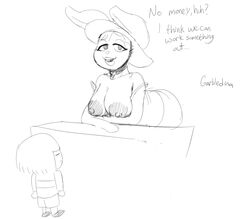 breasts breasts_out dress_down frisk garbledina imminent_sex nipple rabbit rabbit_shopkeeper rabbit_shopkeeper_(undertale) snowdin_shopkeeper undertale