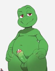 balls crazedg erection hands_on_hips humanoid_penis ket_ralus_(character) looking_at_viewer low-angle_view male male_only naughty_face navel nipples nude partially_retracted_foreskin penis precum reptile scalie sketch slightly_chubby smile solo standing tortavi turtle uncut