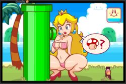 big_breasts bikini breasts cleavage creambee erect_nipples mario_(series) nintendo nipples official_style princess_peach super_princess_peach swimsuit