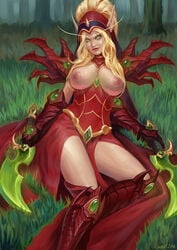 1girls 2017 areolae armor blizzard_entertainment blonde blonde_hair blood_elf blood_elf_rogue boots breasts cape dagger elf elf_female elf_girl erect_nipples female female_only gauntlets gloves green_eyes hips large_breasts legs long_hair mavezar nipples pointy_ears ponytail rogue_(warcraft) shoes skirt solo thighs tied_hair topless valeera_sanguinar very_long_hair warcraft weapon weapons world_of_warcraft