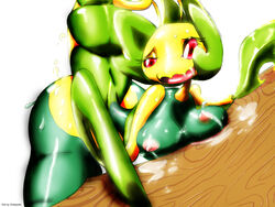 1girls 2012 anthro anthrofied arthropod breasts bw female insect lactation large_breasts leavanny looking_at_viewer mantis nintendo nipples nude open_mouth pokemon pokemorph red_eyes simple_background smile solo sunibee video_games white_background