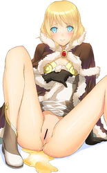 blonde_hair blue_eyes blush boots censored high_wizard kage_yuu no_panties peeing pussy ragnarok_online short_hair spread_legs