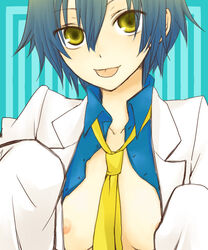 1girls atlus blue_hair exposed_breasts labcoat necktie omugi open_clothes open_shirt persona persona_4 sega shadow_(persona) shadow_naoto shadow_self_(persona) shirogane_naoto shirt short_hair tongue yellow_eyes