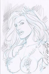 1girls 2006 al_rio batman_(series) dc_comics female female_only monochrome poison_ivy solo tagme