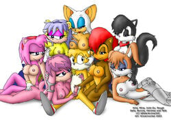 1boy 2003 6+girls 7girls amy_rose anthro archie_comics bat bunnie_rabbot cat echidna erection female fox fur furry furry_only hedgehog hershey_the_cat julie-su knownvortex male mina_mongoose mobian_(species) mongoose penis rabbit rouge_the_bat sally_acorn sega simple_background sonic_(series) sonic_satam sonic_the_hedgehog_(archie) sonic_the_hedgehog_(comics) sonic_the_hedgehog_(series) straight straight_hair tails white_background