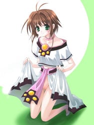 1girls breasts brown_hair clothing female human light-skinned_female light_skin sakura_hime short_hair skirt tagme tsubasa_chronicle