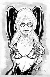 2007 black_and_white black_cat_(marvel) diego_bernard felicia_hardy female female_only human marvel monochrome solo spider-man_(series) straight_hair