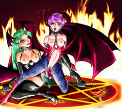 clitoris clothing darkstalkers dildo flat_chest incest lilith_aensland mlad morrigan_aensland sisters small_breasts succubi succubus succubus_wings tagme yuri