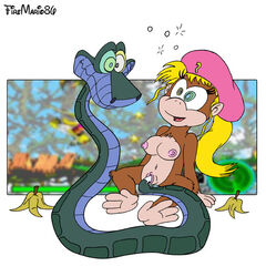 1boy 1girls bestiality color crossover disney dixie_kong donkey_kong_(series) female firemario86 furry haplorhine hypnosis interspecies kaa kaa_eyes literature male mind_control monkey monkey_feet monkey_girl nintendo nipples prehensile_feet primate public_domain snake straight the_jungle_book vaginal_penetration what zoophilia