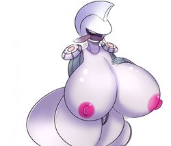 2017 anthro areola big_breasts breasts deity dragon fan_character female flare-zen huge_breasts hyper hyper_breasts legendary_pokemon looking_at_viewer mature_female nintendo nipples nude palkia pokemon red_eyes scalie simple_background smile solo thick_thighs video_games wide_hips