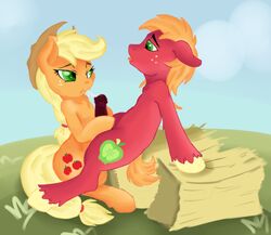 after_sex applejack_(mlp) big_macintosh_(mlp) brother_and_sister cum cum_in_mouth dfectivedvice friendship_is_magic incest jbond my_little_pony oral penis smooth_skin