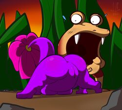 1-upclock anthro ass big_breasts blush breasts bulborb duo erection female flabbergasted flower jack-o_pose male nintendo nude open_mouth penis pikmin pikmin_(species) plant presenting presenting_hindquarters purple_pikmin pussy simple_background spreading straight video_games