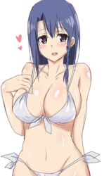 bikini blue_hair blush bra breasts happy heart hundred kashiwagi_miharu open_mouth panties purple_eyes