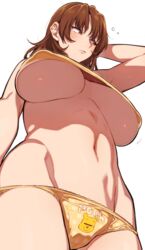 1girls animal_print ashigara_(kantai_collection) bear_panties bear_print belly breasts brown_eyes brown_hair cleavage covered_breasts covered_nipples disney erect_nipples female female_only front-print_panties high_resolution hips huge_breasts ikarin kantai_collection large_breasts legs long_hair messy_hair navel nipple_bulge panties pantsu polka_dot polka_dot_panties pooh_bear print_panties simple_background solo straight_hair thighs transparent_background underboob underwear viewed_from_below wavy_hair winnie_the_pooh_(franchise)