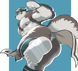 12beat13 anthro ass beat_you_(artist) big_butt canine clothing colored horkeukamui loincloth looking_at_viewer male male_only mammal simple_background solo tokyo_afterschool_summoners wolf