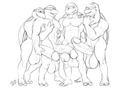 4boys anthro balls big_balls big_penis brothers donatello erection frottage gay hand_on_chest holding_head holding_penis hug huge_balls huge_cock huge_penis humanoid_penis hyper hyper_balls hyper_penis incest leonardo male male_only mask michelangelo monochrome muscles naked no_nipples penis penises_touching pulsar raphael reptile scalie sibling teenage_mutant_ninja_turtles tongue_out touching_penis turtle veiny_penis white_background yaoi