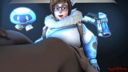 1boy 1girls 3d animated blizzard_entertainment chubby curvy eyewear female gif glasses legs_up male mei_(overwatch) overwatch sageofosiris snowball_(overwatch) source_filmmaker tagme thick_thighs