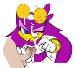 anthro avian bandana beak bird black_and_white clothed clothing cum cum_on_face duo edit eyewear eyewear_on_head female gloves monochrome penis simple_background sketch skinbark solo_focus sonic_(series) sonic_riders sunglasses swallow_(bird) wave_the_swallow white_background