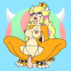 1girls blonde_hair blue_eyes breasts claws crown dildo female female_only horn koopa long_hair mario_(series) masturbation mushroom nintendo nipples princess_koopa princess_peach pussy scales scalie sex_toy sharp_claws solo super_mario_bros. tongue tongue_out transformation tryfag vaginal_masturbation vaginal_penetration