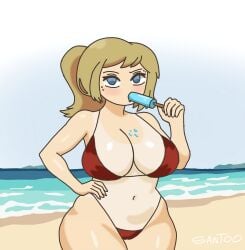 alternate_version_at_source alternate_version_available amateur_artist beach bikini blonde_female blonde_hair blue_eyes fhs fhsz3r0 fnafhs fnafhs_z3ro fnafhsrule34 fnafhsxxx joy_(fnafhs) looking_at_viewer red_bikini santoo115 tanned tanned_female tanned_girl tanned_skin