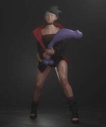 1girls 3d big_ass black_hair black_lipstick black_nails boruto:_two_blue_vortex clothed dildo earrings female glasses heels imminent_penetration light-skinned_female naruto naruto_(series) painted_nails painted_toenails sarada_uchiha solo toenail_polish valenok