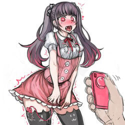 1boy ahe_gao clothing crossdress crossdressing cum cum_through_clothes cum_while_penetrated discreet_vibrator dress erection erection_under_clothes femboy girly heart heart-shaped_pupils male nipple_vibrator original precum purple_hair puru red_eyes standing stockings symbol-shaped_pupils thighhighs tied_hair trembling twintails vibrator vibrator_bulge vibrator_in_thighhighs vibrator_on_nipple vibrator_under_clothes