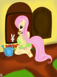 angel_(mlp) anus ass big_butt equine female flower fluttershy_(mlp) friendship_is_magic green_eyes hair horse invalid_tag lagomorph mammal my_little_pony pegasus pink_hair plant pony pussy rabbit straight_hair