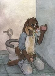 2boys anthro bathroom blue_eyes brown_fur cum cum_drip cum_in_mouth cum_inside cum_on_clothing cum_on_face dripping duo fellatio floppy_ears foreskin fur furry gay glory_hole golden_shower handjob hindpaw kneeling lagomorph mahingan male male_only mammal masturbation open_mouth oral overflow pants_down paws peeing penis public_restroom rabbit sex sicklyhypnos story story_in_description submissive tongue tongue_out twink uncut urine urine_in_mouth watersports wet yaoi