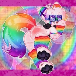 1ambiguous 1nonbinary 1other after_spanking ambiguous ambiguous_gender ambiguous_only anthro anthro_only anthro_solo arm_warmers ass ass_focus beads big_ass big_butt black_clothes black_clothing black_pawpads black_shirt black_t-shirt butt butt_focus canid canine clothes clothing digital_media_(artwork) ear furry furry_only furry_solo genderless glasses glitter_(nekozuna) glitterpop! hair handprint_on_ass handprint_on_butt kandi_(jewelry) leg_warmers legwarmers lidded_eyes multicolored_leg_warmers multicolored_tail nekozuna no-human no_human no_humans no_visible_genitalia non-binary non-human non-human_only nonbinary only_furry outline paw_pads pawpads paws png questionable rainbow_arm_warmers rainbow_clothing rainbow_leg_warmers rainbow_legwear rainbow_markings rainbow_tail shirt smile smiling solo solo_ambiguous solo_anthro solo_furry sparkledog sparklewolf suggestive t-shirt tail white_body white_fur white_outline wolf