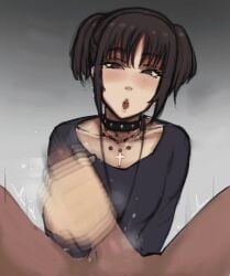 1boy 1girls 2024 2d 5:6 alternate_hairstyle alternate_universe asian asian_female assertive assertive_female attack_on_titan black_hair choker clothed_female_nude_male cross_necklace crucifix_necklace cute dark-skinned_male dark_hair dark_skin english_voice_acting female female_dominating_male female_domination femdom femdom_pov gentle_femdom goth goth_mikasa gothic_girl handjob interracial light-skinned_female light_skin male male_pov masturbating_other mikasa_ackerman paranoiddroid penis penis_grab penis_out petite pov rinkegato shingeki_no_kyojin shorter_than_10_seconds sound spiked_collar tagme talking_to_viewer teenager twintails vertical_video video voice_acted