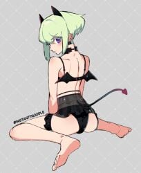 androgynous bat_wings bob_cut crossdressing devil_horns devil_tail femboy instanttnoodle lio_fotia looking_at_viewer promare succubus_costume twink