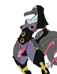 1girls 2017 animated anthro black_eyes breasts clothed clothing corset dickgirl erection fangs flaccid futa futa_only futanari getting_erect gloves grey_skin hand_on_hips humanoid_penis intersex nintendo nipple_tape nun pasties penis pink_skin pokemon pokemon_(species) pokemon_sm purple_sclera purple_skin salazzle scalie simple_background smile solo standing tail tape teeth testicles text thick_thighs thighhighs veins veiny_penis video_games white_background zwitterkitsune