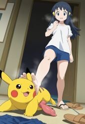 ai_generated akari_(pokemon) feet footjob pikachu pokemon