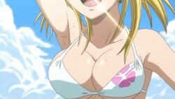 2d animated animated_gif anime_screencap armpits bikini bikini_top blonde_female blonde_hair blonde_hair_female bouncing_breasts breasts ecchi fairy_tail fanservice gif lucy_heartfilia official_art screencap screenshot sexy smile