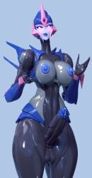 1futa 3d alternate_version_available arcee arcee_(prime) arcee_(prime)_(trawert) balls big_breasts big_penis big_thighs blue_lips blue_nipples blue_penis_tip blue_perineum blue_pussy blush breasts futa_only futanari grey_body huge_breasts intersex large_breasts nipples penis precum presenting_breasts robot robot_futa smirk solo testicles thick_thighs transformers transformers_prime trawert