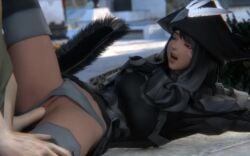 1boy 1girls 3d anal anal_sex animated armored_female blender catgirl clothed_anal clothed_sex female female_focus final_fantasy final_fantasy_xiv gambeson hat ingame_model loop male male_out_of_frame miniskirt miqo'te notablyfishy on_back opennsfwsp panties panties_aside pauldrons penis penis_in_ass player_character pussy pussy_lips sex shorter_than_10_seconds sound tagme tail velvetsheetzva video