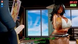 1boy 1girls 3d big_breasts big_penis breasts clothed clothing english_subtitles erect_penis erection female huge_breasts huge_cock large_breasts large_penis long_penis looking_at_penis male misterorzo penis penis_out thick_penis
