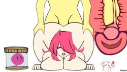 1boy akumu_(glitchtale) bete_noire betty_noire big_breasts big_butt dick_inside_pussy female frisk glitchtale kumu male medium_hair naked naked_female nude nude_female open_mouth pink_eyes pink_hair white_background yazu_(artist)