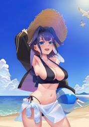 1girls armpits bare_armpits bare_belly bare_chest bare_hands bare_hips bare_midriff bare_navel bare_shoulders bare_skin bare_thighs beach beach_ball beach_hat belly belly_button bikini bikini_bottom bikini_top blue_eyebrows blue_eyes blue_eyes_female blue_hair blue_hair_female blue_sky breasts busty busty_female busty_girl cleavage clouds coast collarbone curvaceous curvaceous_body curvaceous_female curvaceous_figure curvaceous_hips curvaceous_thighs curvy curvy_body curvy_female curvy_figure curvy_hips curvy_thighs day daylight daytime exposed_armpits exposed_belly exposed_chest exposed_hips exposed_midriff exposed_navel exposed_shoulders exposed_skin exposed_thighs female female_focus female_only fingers happy high_resolution highres hololive hololive_english hololive_english_-council- hololive_english_-promise- hololive_flow_glow horizon hourglass_figure large_breasts lean_figure long_hair midriff narrow_waist navel ocean open_mouth open_mouth_smile ouro_kronii outdoor outdoor_nudity outdoors outside parted_lips rikuhito_juusan sand sea seagull seagulls seaside shoulders side-tie_bikini sky slender_body slender_waist slim_waist smile smiley_face smiling smiling_at_viewer solo standing string_bikini swimsuit swimwear thick_thighs thighs thong tongue upper_body wide_hips