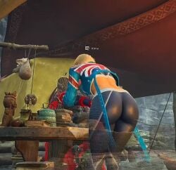 alma_(monster_hunter_wilds) ass_focus athletic_female background black_leggings blonde_hair_female bubble_ass cameraman_(cámara) cammy_white cammy_white_(cosplay) cammy_white_(street_fighter_6) capcom chair culo dat_ass female female_focus fit_female gym_uniform hunter_(monster_hunter) in_game inminent_r34 large_ass light-skinned_female monster_hunter monster_hunter_(series) monster_hunter_wilds no_panties_under_leggings official_art official_style recording round_ass sitting_down sitting_on_chair skintight spawn standing street_fighter street_fighter_6 table tagme thicc_ass video yoga_pants