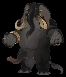animal_genitalia animal_penis anthro balls blackchaos666 bracelet digital_drawing_(artwork) digital_media_(artwork) elephant_penis elephantid erection genitals hi_res jewelry male mammal musclegut muscular nipples penis proboscidean proboscis_(anatomy) simple_background solo standing tail trunk_(anatomy) tusks