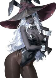 artist_request bunny_ears bunnysuit dark-skinned_female dark_skin elden_ring elden_ring_nightreign recluse_(elden_ring) recluse_(nightreign) tagme white_hair witch witch_hat