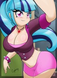 2d 2d_(artwork) 2d_artwork big_breasts blue_eyeshadow blue_hair cogbrony curvaceous curvaceous_figure curvy curvy_female curvy_figure digital_drawing_(artwork) digital_media_(artwork) equestria_girls eyelashes eyeshadow female female_focus female_only hasbro hips human human_female large_breasts legs light-skinned_female light_blue_hair light_skin looking_at_viewer my_little_pony my_little_pony_equestria_girls navel necklace pink_eyes ponytail pose posing round_butt ruby_(gem) selfie smile smiling smiling_at_viewer sonata_dusk spiked_bracelet spikes thighs two_tone_hair