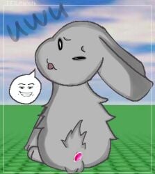 anal_insertion anal_sex anthro balls bunny bunny_ears bunny_tail feral grey_fur gubby gubby_(roblox) littlelilith male male_only meme roblox roblox_background robloxian self_upload smile solo tagme telegram_username uwu wtf