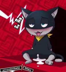 ahe_gao atlus blush cum cum_inside excessive_cum fatalfox feline female feral inflation looking_pleasured mammal morgana_(persona) nude persona persona_5 rule_63 solo sweat tongue tongue_out