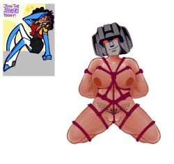 bondage female humanformers large_areolae pubic_tattoo starscream tattoo transformers