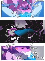 2025 age_difference animal_genitalia animal_penis anthro balls big_balls big_penis blue_body blue_fur blush bodily_fluids canid canine canine_genitalia canine_penis canis closed_eyes comic cum cum_in_mouth cum_inside digital_drawing_(artwork) digital_media_(artwork) doggy_style domestic_cat dr_louise_(sonotiq-poya) drinking drinking_cum duo ejaculation felid feline felis fellatio from_behind_position fur genital_fluids genitals hair hi_res huge_balls huge_cock humanoid inner_ear_fluff internal jackal jin_(sonotiq-poya) light lighting male male/male mammal muscular muscular_anthro muscular_male oral organs penile penis purple_body purple_fur purple_hair sex shaded sonotiq-poya spread_legs spreading stomach stomach_bulge sweat sweatdrop tuft watermark xenoverse_(sonotiq-poya_series)